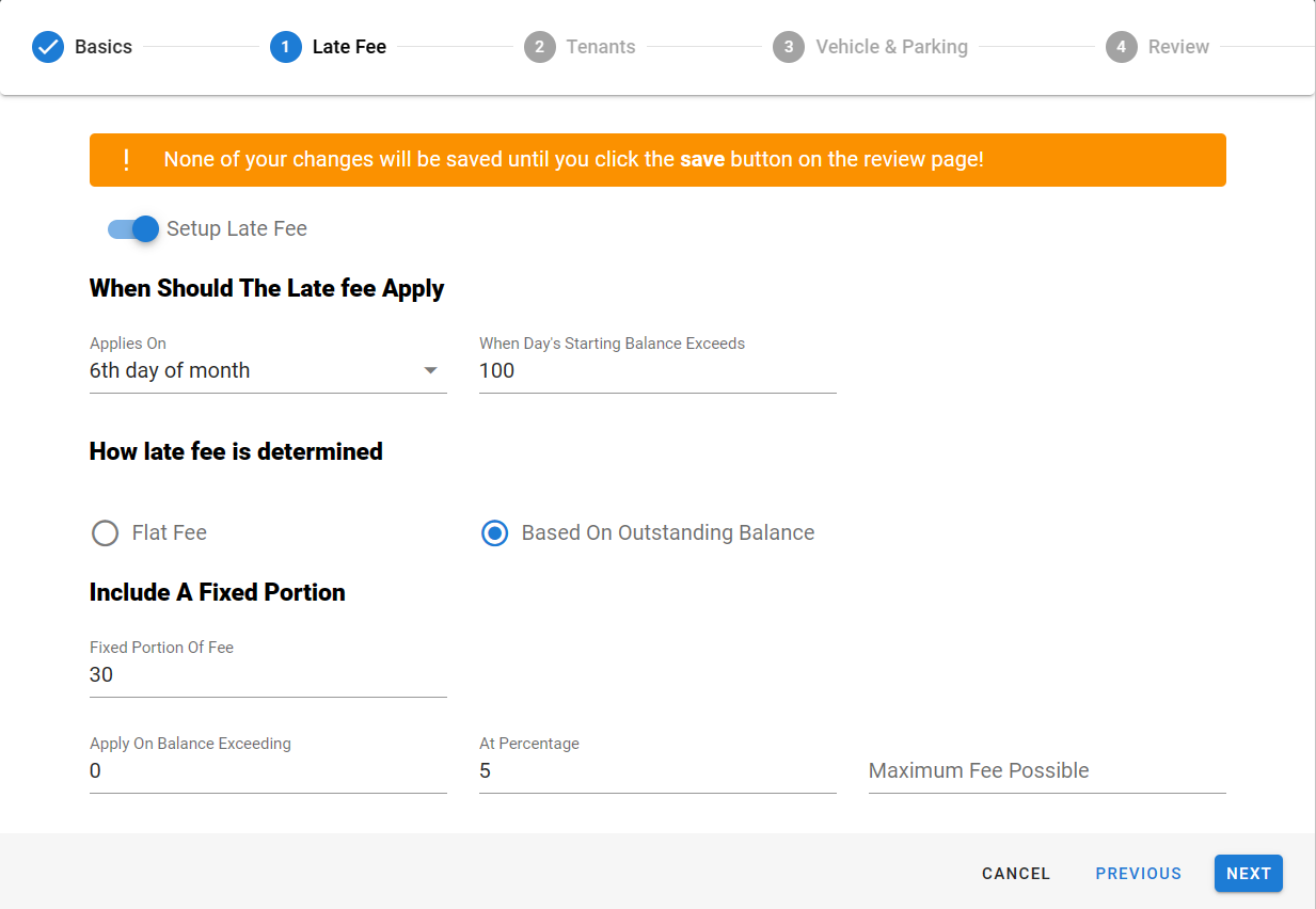 Late fee setup